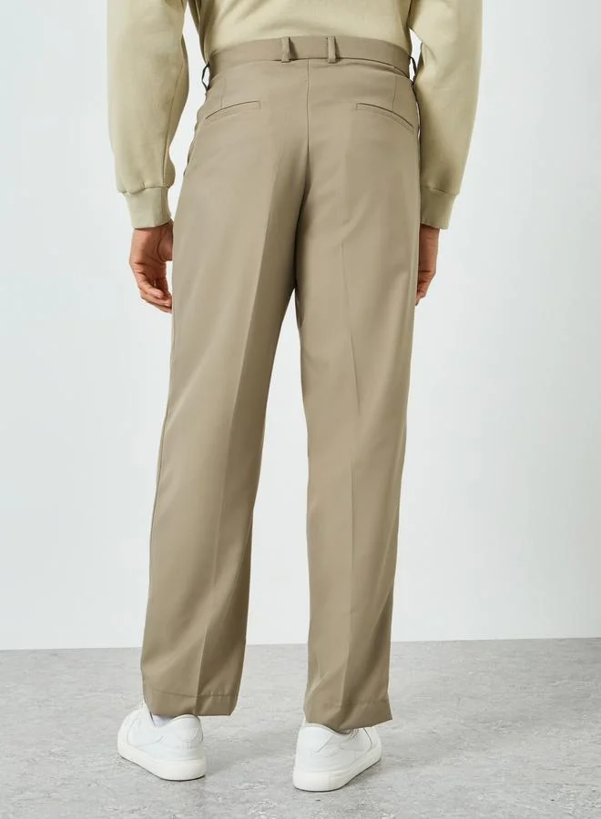 Styli beige Men Beige Pleated Bootcut Pants for Men | Best Price UAE